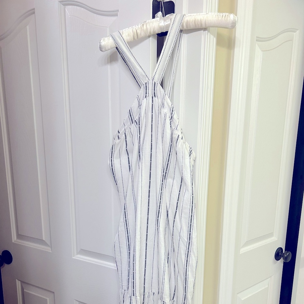 Loft Beach White Flounce Dress